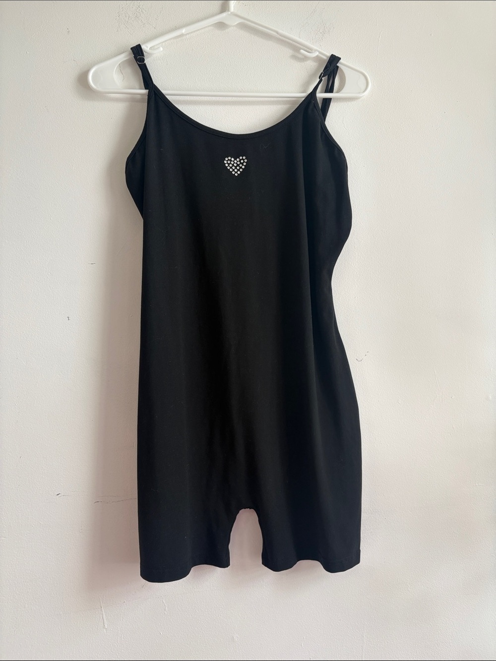 SHEIN Black Rhinestone Heart Romper